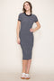 Navy Striped Knit Midi Dress
