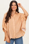 Yellow Striped Collared Oversized Top