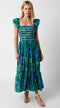 Green Floral Smocked Midi Dress