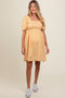 Yellow Floral Smocked Tie Back Maternity Dress