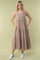 Taupe Front Pocket Tiered Overall Midi Dress