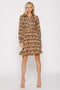Peach Combo Printed Long Sleeve Mini Dress