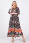 Black Floral Tassel Tie Maxi Dress