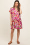 Cream Floral Ruffle Tiered V-Neck Maternity Dress