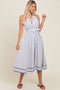 White Striped Halter Midi Shirt Dress