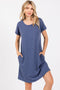 Blue Short Sleeve T-Shirt Dress