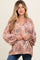 Mocha V-Neck Long Puff Sleeve Maternity Top