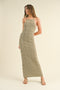 Taupe Crochet Knit Back Cutout Maxi Dress