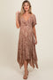 Brown Twist Front Cutout Maternity Maxi Dress