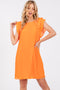 Orange Flutter Sleeve Pleated Chiffon Mini Dress