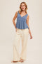Cream Drawstring Detail Wide Leg Pants With Pockets