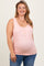 Peach Floral Ribbed Henley Maternity Plus Tank Top