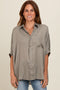 Olive Satin Oversized Shirt
