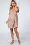 Taupe Ruffle Sleeve Baby Doll Maternity Dress