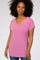 Mauve V-Neck Raw Hem Short Sleeve Top