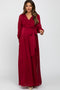 Burgundy Metallic Striped Chiffon Maternity Maxi Dress