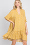 Yellow Floral Ruffle Hi- Lo Hem Mini Dress