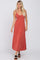Rust V-Neck Criss Cross Back Side Slit Midi Dress