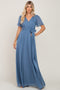 Blue Metallic Shimmer Chiffon Maxi Dress