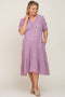 Lavender Button Down Short Sleeve Plus Maternity Dress
