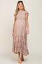 Mocha Smocked Ruffle Accent Tiered Maternity Maxi Dress