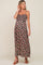 Black Square Neck Smocked Maternity Midi Dress