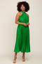 Green Pleated Halter Dress