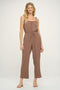 Mocha Spaghetti Straps Wide Legged Woven Jumpsuit