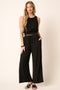 Black Crinkle Gauze Tank Top And Pants Set