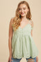 Mint Tassel Tie Strap Cotton Cami