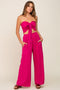 Fuchsia Front Tie Crop Top and Pant Set