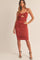 Rust Strappy Cutout Fitted Midi Dress