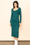 Forest Green Ribbed Side Slit Midi Dress