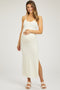 Ivory Ribbed Sleeveless Side Slit Maternity Dress