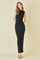 Black Asymmetrical Neck Side Slit Maxi Dress