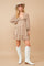 Taupe Floral Smocked Long Sleeve Dress