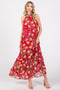 Red Floral Halter Maxi Dress