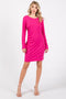 Fuchsia Ribbed Side Ruched Fitted Dress