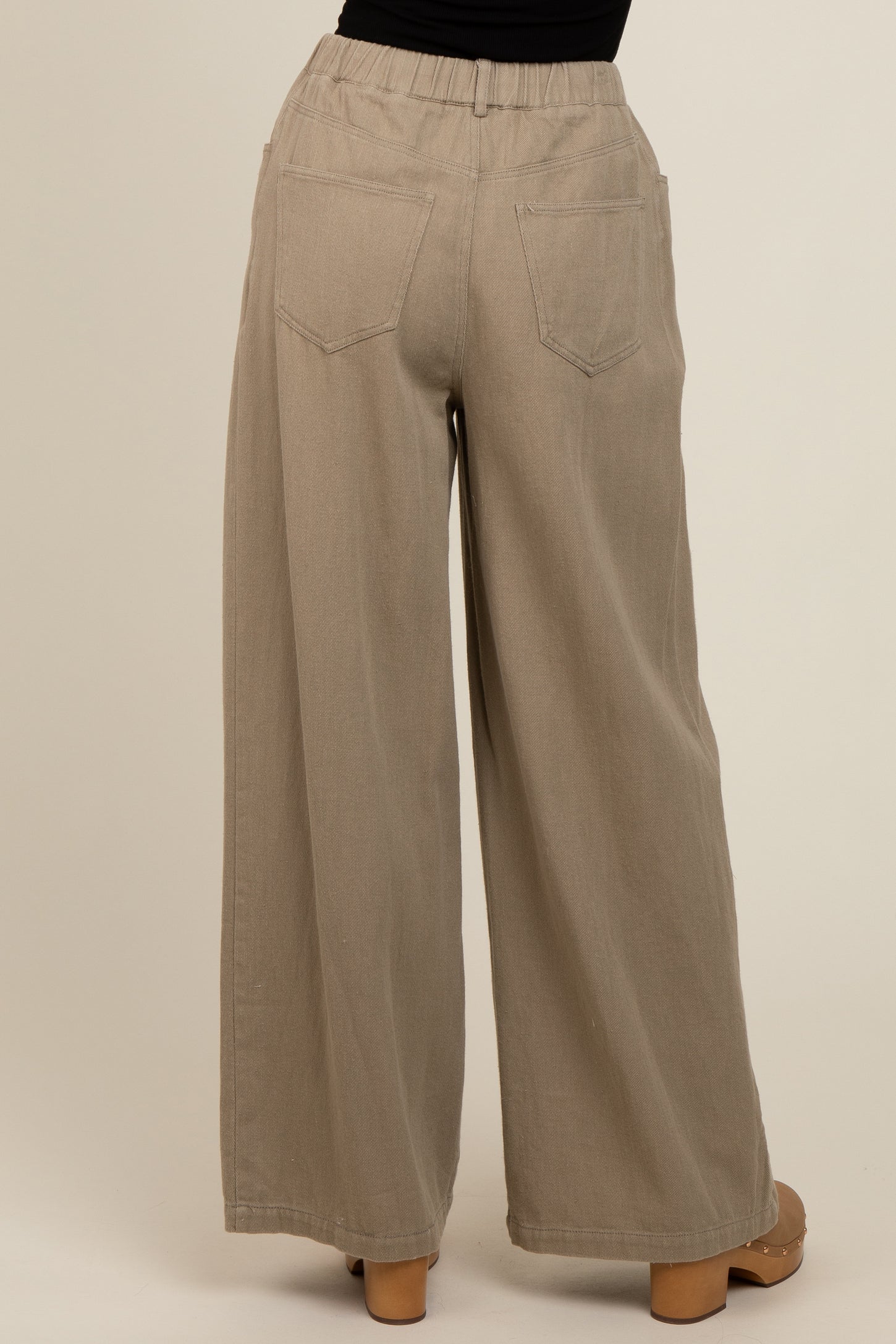 Olive Drawstring Wide Leg Pants