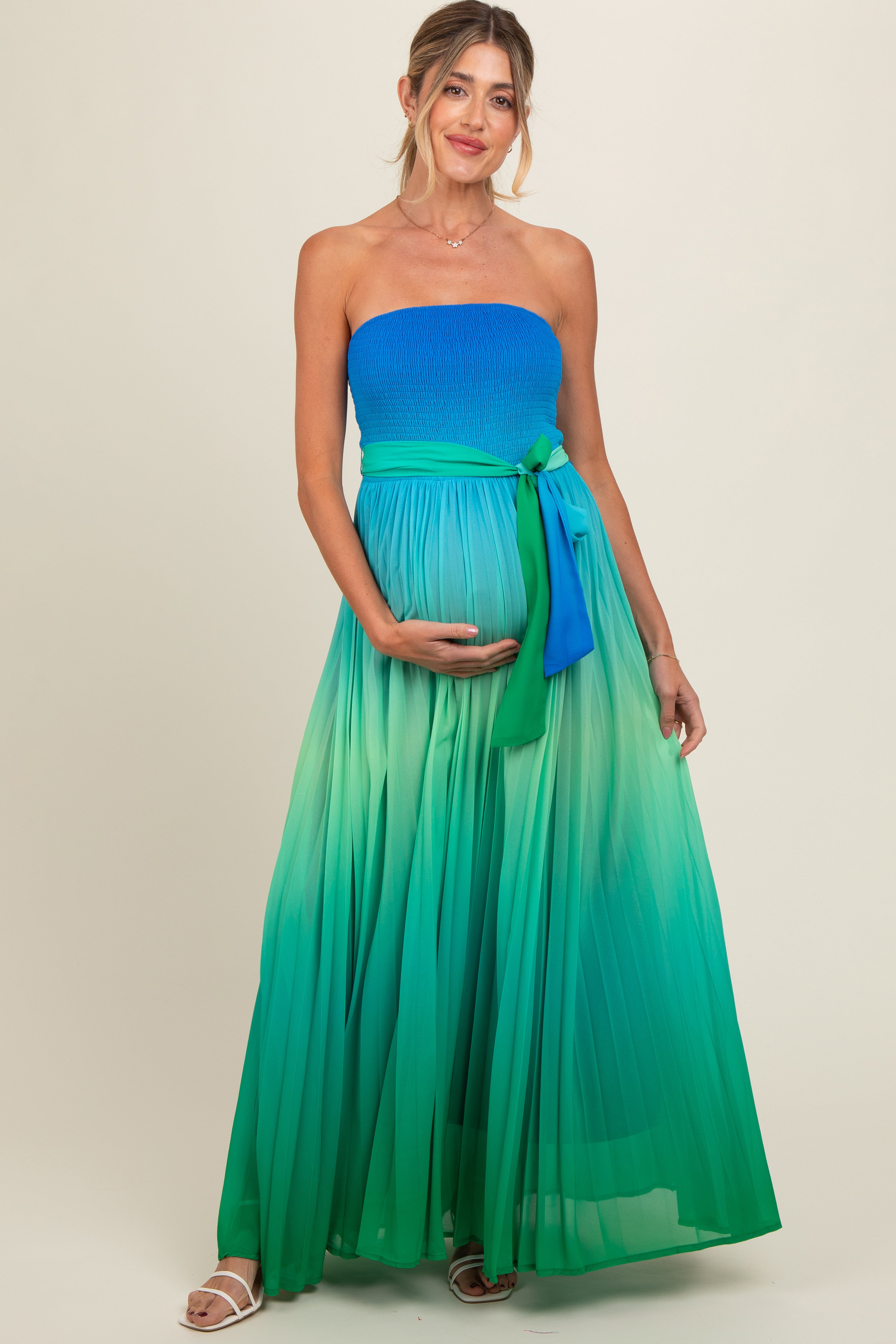blue ombre maternity dress Black Fridal Sale Ombre Maternity Dress – reathua main image 1