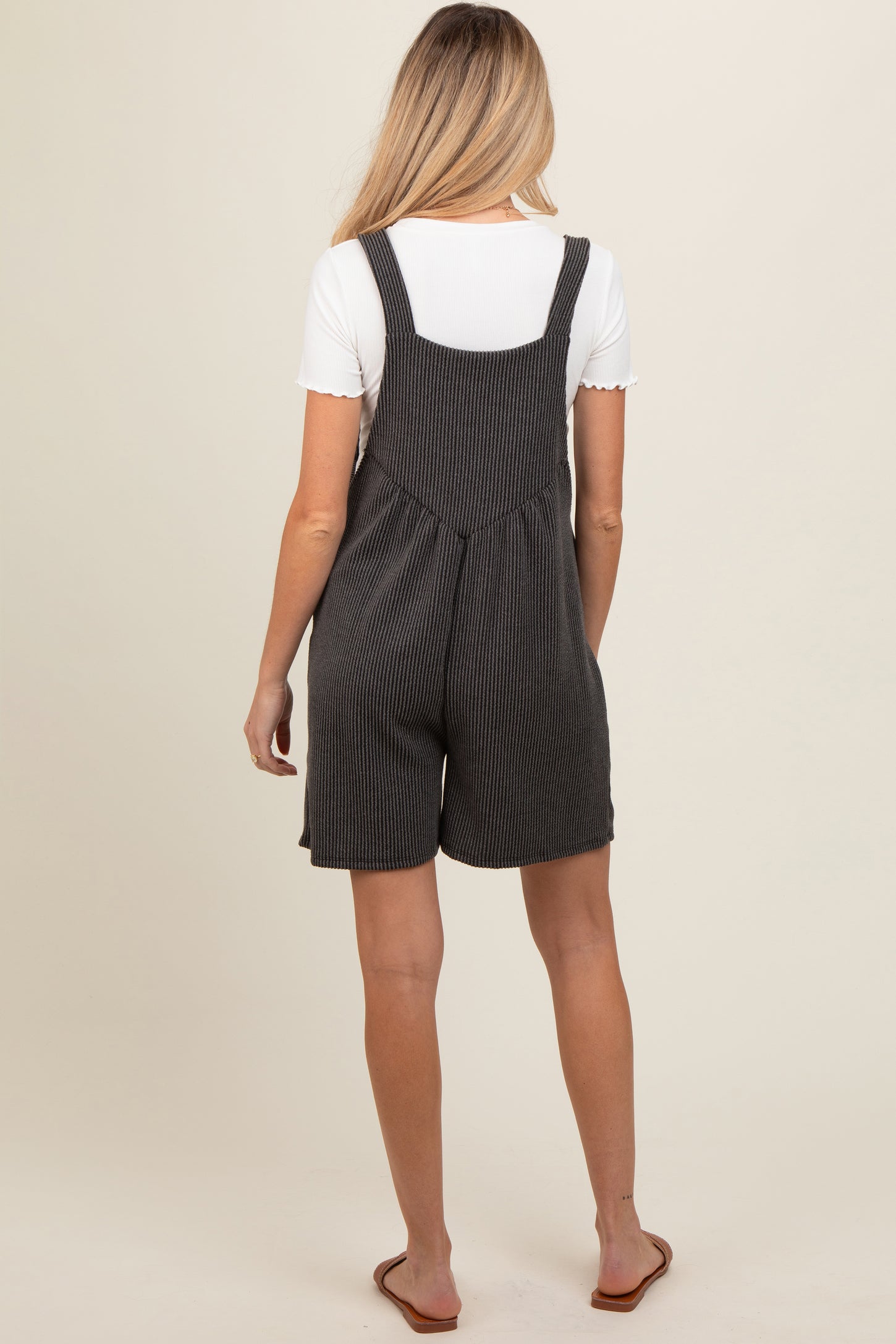Charcoal Ribbed Maternity Romper