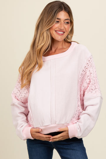 Pink Lace French Terry Maternity Top