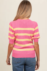 Pink Striped Terry Knit Maternity Top