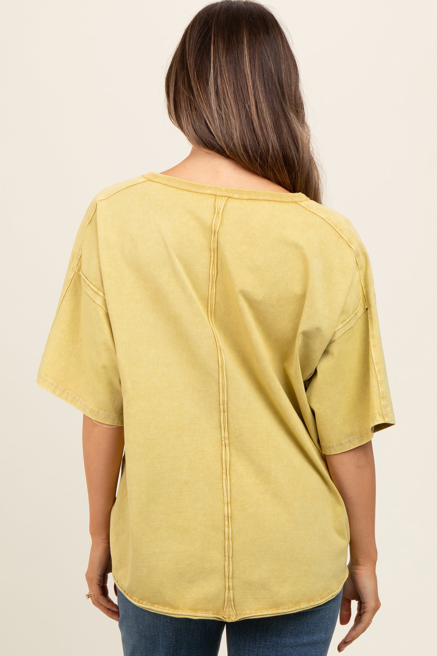Lime Washed Cotton Jersey Oversized Maternity Top