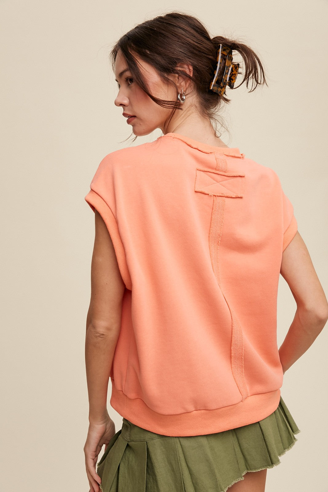 Orange Terry Raw Trim Top