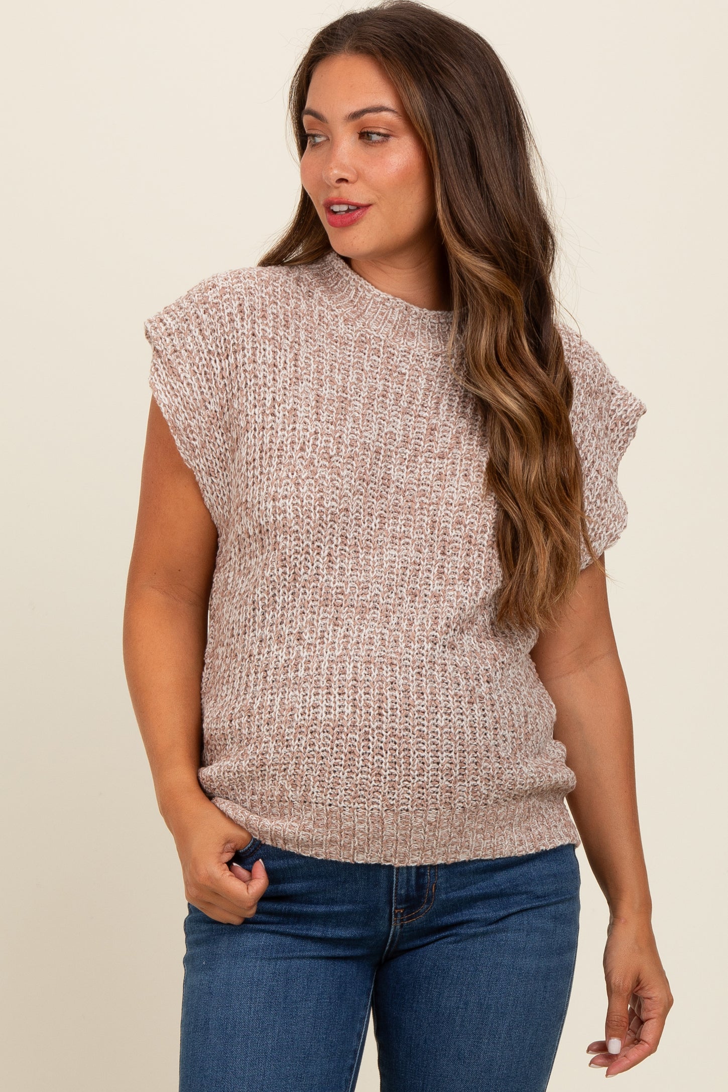 Mocha Multicolor Maternity Sweater Vest