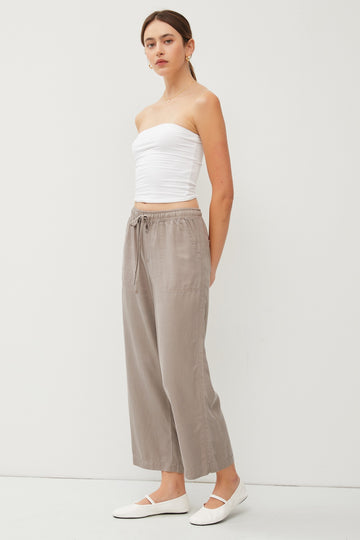 Taupe Front Tie Cropped Pants