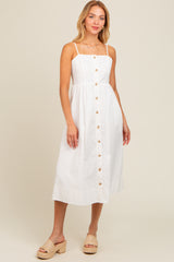 Ivory Sleeveless Button Down Maternity Midi Dress