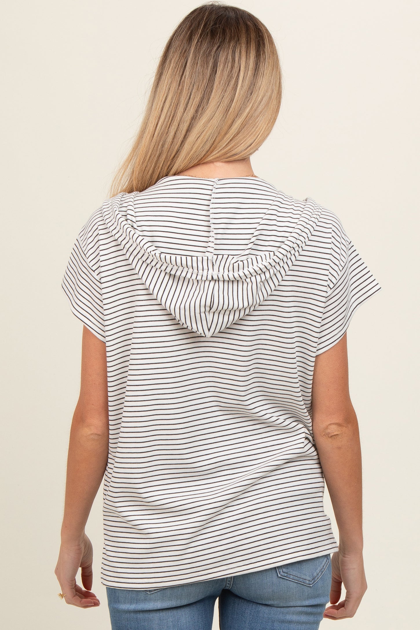 Grey Short Sleeve Maternity Hoodie