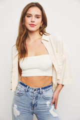 Ivory Collar Button Top